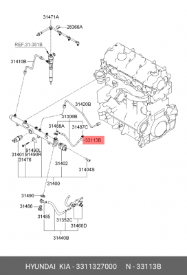 Tucson 2.0D УПЛОТНИТЕЛЬНОЕ КОЛЬЦО ТОПЛИВНОЙ СИСТЕМЫ 3311327000 HYUNDAI KIA