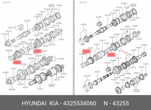 Hyundai Getz Подшипник игольчатый первичного вала (центральный) 4325534060 HYUNDAI KIA