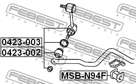 Mitsubishi Сhariot space wagon grandis n84w n94w 1997-2003 стойка стабилизатора  0423-003 FEBEST