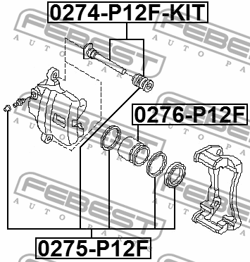 Nissan Sunny B15, Almera N16, Primera P11, 12 поршень переднего суппорта 0276-P12F FEBEST