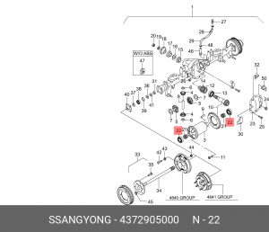 SS Kyron, Action, Rex подшипник дифференциала (внутренний) до 06 KSC 4372905000 SSANG YONG