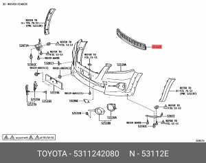 Toyota RAV 4 08- решетка бампера нижняя 53112-42080 TOYOTA
