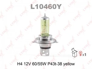 Лампа H4 12V 60/55W P43T-38 YELLOW L10460Y LYNXAUTO