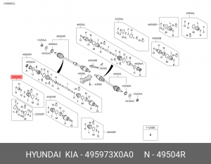 Kia Cerato 10, Solaris, Kia Rio 12 Пыльник ШРУС внутренний 495973X0A0 HYUNDAI KIA