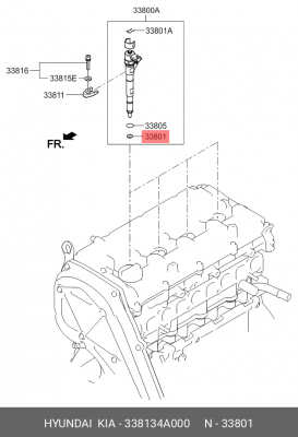 Kia Hyundai D4CB шайба уплотнительная форсунки 338134A000 HYUNDAI KIA