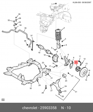 Chevrolet Captiva Ступица перед. в сборе (ABS) 25903358 GENERAL MOTORS