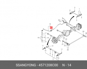 SS Kyron(мост) 06,12г-> втулка стабилизатора ЗАД 4571208C00 SSANG YONG