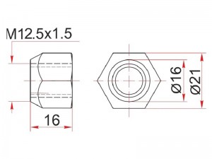 Toyota, Mazda, Mitsubishi, Kia, Hyundai гайка колесная открытая  M12X1.5  под кл ST9004911036 SAT