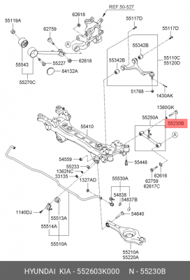 Hyundai NF/Grandeur 07- болт задней подвески развальный 552603K000 HYUNDAI KIA