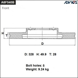 Lexus RX диск тормозной передний A6F540B ADVICS