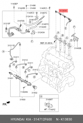 Tpyбкa дpeнaжнaя в cбope 314712F600 HYUNDAI KIA