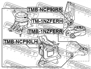 Toyota Yaris Сайлентблок задней опоры ДВС TMB-1NZFERR FEBEST