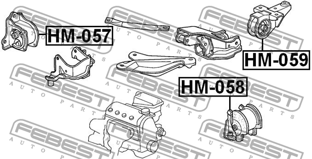 Honda Logo опора кпп задняя HM-059 FEBEST