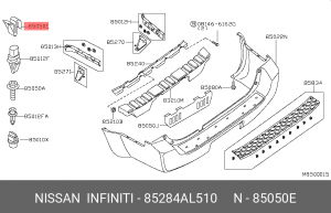 Nissan Qashqai 07- клипса крепления заднего бампера 85284-AL510 NISSAN INFINITI