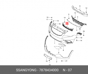 SS Action New Решетка переднего бампера нижняя 7878434000 SSANG YONG