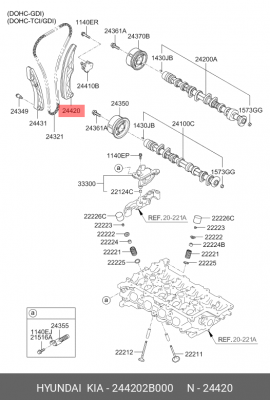 Hyundai Solaris/Rio 12-/i45/Sonata YF 2,0/Elantra/Ceed/i30 06-11 1.6- направляющ 244202B000 HYUNDAI KIA