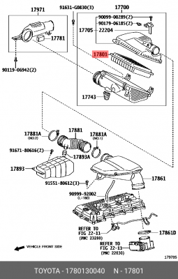 Toyota LC Prado (J120) J150 3.0D, 2.7 бенз. фильтр воздушный 17801-30040 TOYOTA