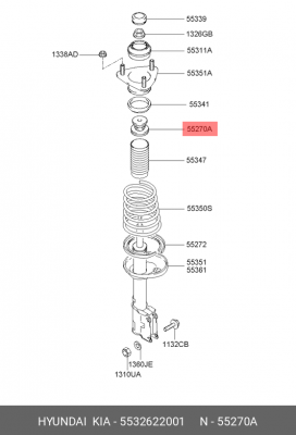 Hyundai Accent Тагаз Отбойник амортизатора заднего 55326-22001 HYUNDAI KIA