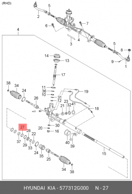 Kia Magentis Упорное кольцо рулевой рейки (1) 577312G000 HYUNDAI KIA