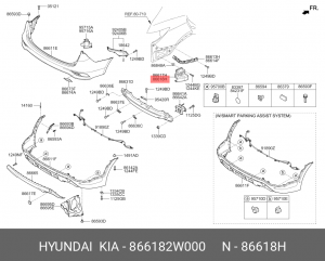 Hyundai SantaFe (USA) - кронштейн бампера задний правый 866182W000 HYUNDAI KIA