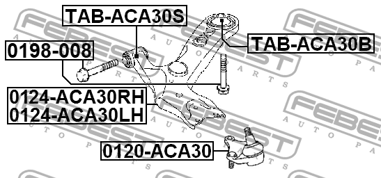 TOYOTA RAV4 05- с/блок переднего рычага задний TAB-ACA30B FEBEST