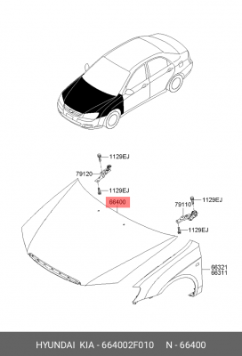 Kia Cerato 04- капот 664002F010 HYUNDAI KIA