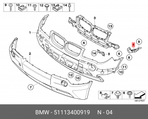 BMW X3 кронштейн переднего бампера левый 51 11 3 400 919 BMW