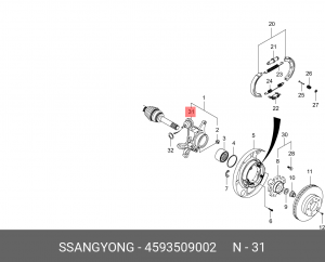SS Rexton Шаровая опора задней подвески (MULTI LINK) 4593509002 SSANG YONG