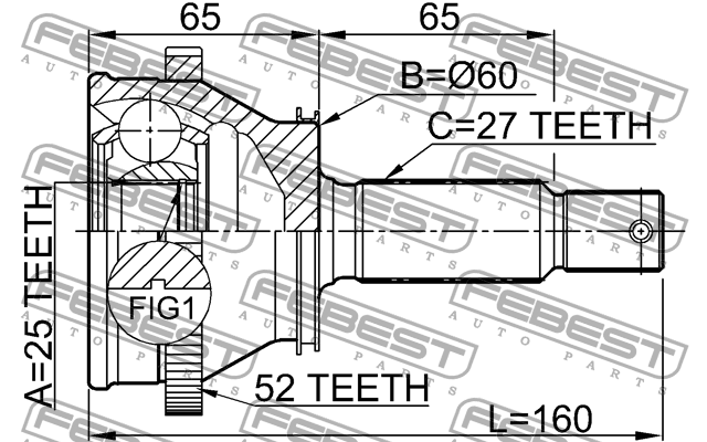 Hyundai SantaFe00-05 4WD  ШРУС наружн ЗАД 1210-SFRRA52 FEBEST