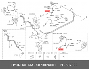 Kia Soul Шланг тормозной задний правый 587382K001 HYUNDAI KIA