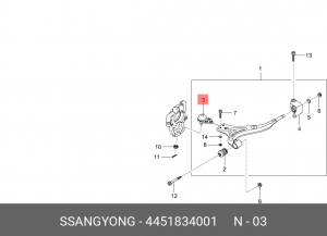 SS Actyon 11- Шаровая опора перед 4451834001 SSANG YONG