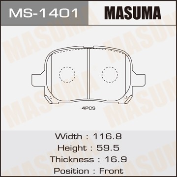 Toyota Harrier колодки тормозные передние MS1401 MASUMA
