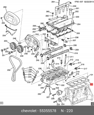 Chevrolet Aveo F14D4 101л.с, Cruze 1.8 Прокладка ГБЦ 55355578 GENERAL MOTORS