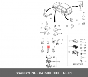 SS Musso Korando реле стартера фар  стеклоподъемни 8415001300 SSANG YONG
