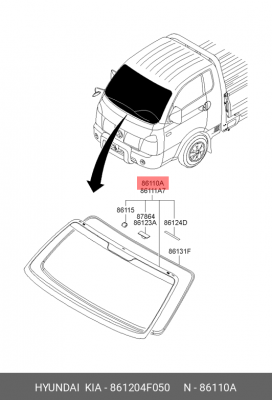 Hyundai Porter II Стекло лобовое 861204F050 HYUNDAI KIA