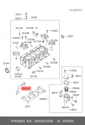 Hyundai Accent 96-99 SOHC датчик положения распредвала 3935022040 HYUNDAI KIA