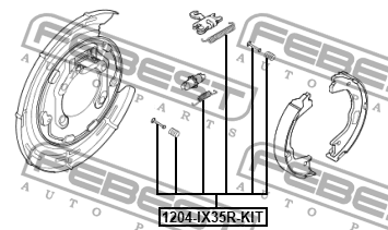 МОНТАЖНЫЙ КОМПЛЕКТ БАРАБАННЫХ КОЛОДОК 1204-IX35R-KIT FEBEST