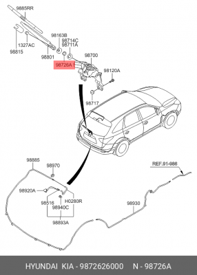 Hyundai SantaFe 00-06 Гайка стеклоочистителя большая 9872626000 HYUNDAI KIA