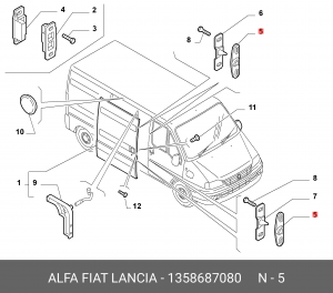 Fiat Ducato 244 ответная часть сдвижной двери 1358687080 FIAT