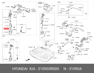 Hyundai SonataYF 10-/Optima 11-/i40- фильтр топл. СЕТКА  SOUL 310903R000 HYUNDAI KIA