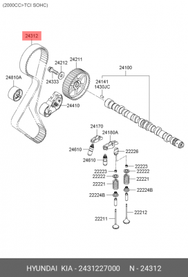 Hyundai SantaFE 00-06 2.0/06-10 2.2D/Tucson/SPORTAGE 04-09 2.0D/Accent 1.5D Реме 24312-27000 HYUNDAI KIA