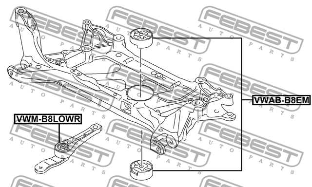 AUDI A3/S3/Sportb./Lim./qu. подушка задняя в подрамник VWM-B8LOWR FEBEST