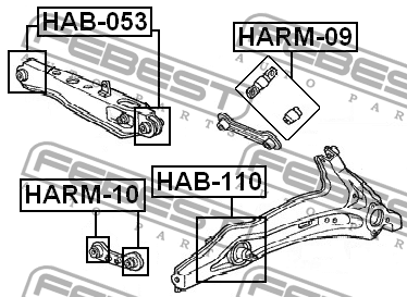 Honda Civic 96-01/CR-V 97-01 сайлентблок поперечного рычага малого задней подвес HARM-10 FEBEST