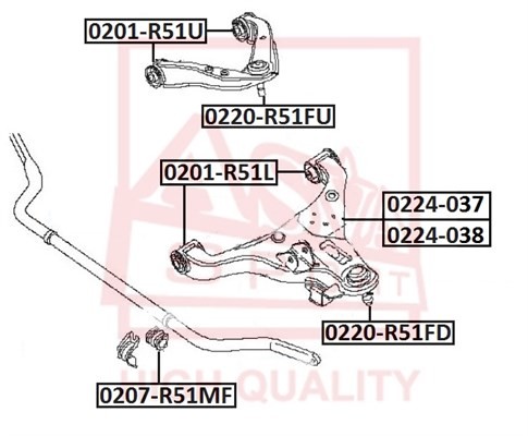 NISSAN Navara 05-/ Pathfinder 04-12 Сайлентблок переднего верхнего рычага 0201-R51U ASVA