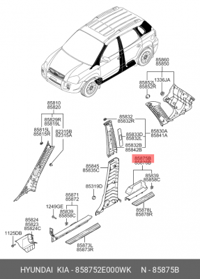 Hyundai Tucson Накладка порога задней левой двери 858752E000WK HYUNDAI KIA