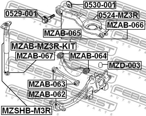 Ford Focus 2, 3 с\блок заднего нижнего поперечнего рычага внутренний MZAB065 FEBEST