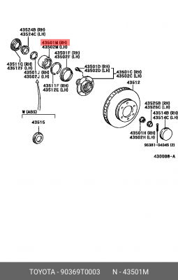 Toyota Hilux 10- подшипник передней ступицы 90369-T0003 TOYOTA