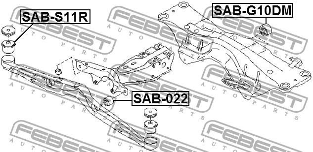 Subaru Forester сайлентблок подвески редуктора наружный SAB-S11R FEBEST
