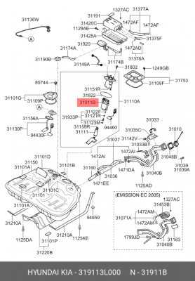 Hyundai Grandeur 07- Фильтр топливный 319113L000 HYUNDAI KIA