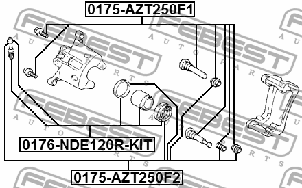 Toyota Corolla 01-07 поршень заднего тормозного суппорта ремкомплект 0176-NDE120R-KIT FEBEST